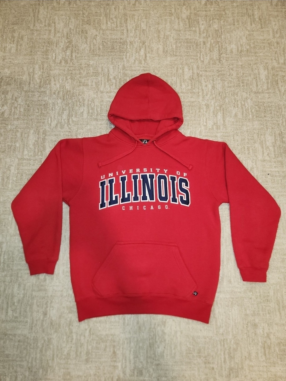 Red Y2K University of Illinois Chicago Red Embroidered Men's Size Small Hoodie